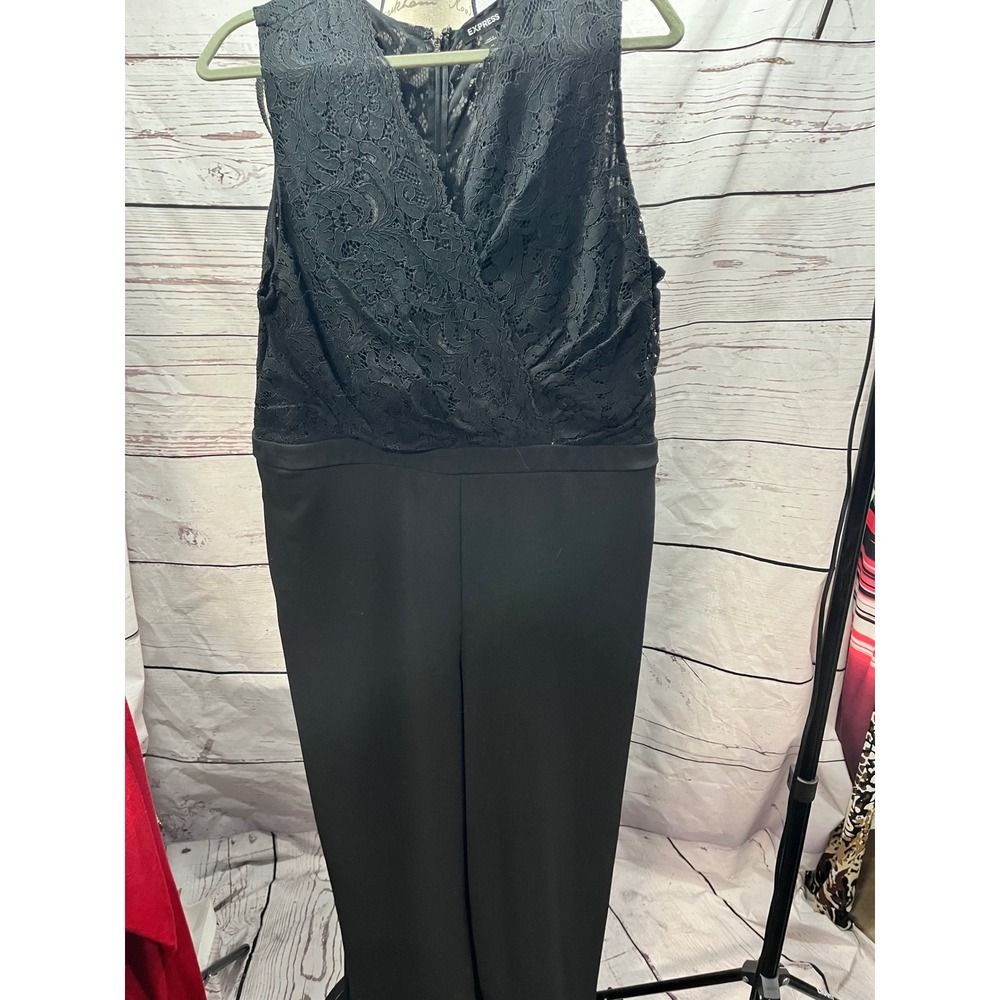 EXPRESS Black Lace Bodice Wide Leg Jumpsuit‎ Women's XL